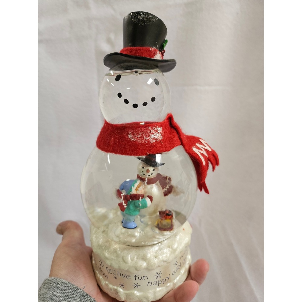Vintage Glass Snowman Snow Globe Festive Holiday Decor Untested Hallmark 2004